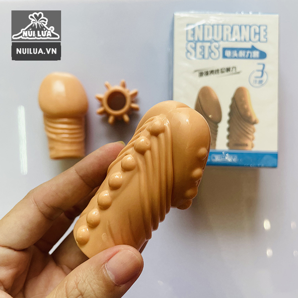 Bộ 03 đôn silicon nối dài dương vật gân gai tăng khoái cảm