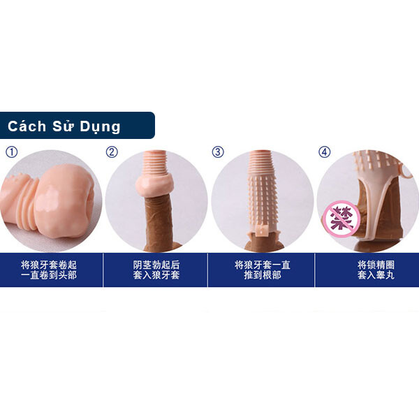 Bao cao su đôn dên Monster gân gai rung silicon mềm an toàn