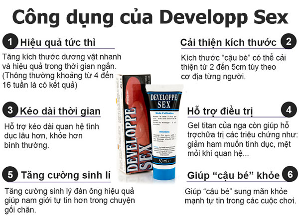 Kem Developpe Sex tăng kích thước dương vật hiệu quả an toàn tự tin
