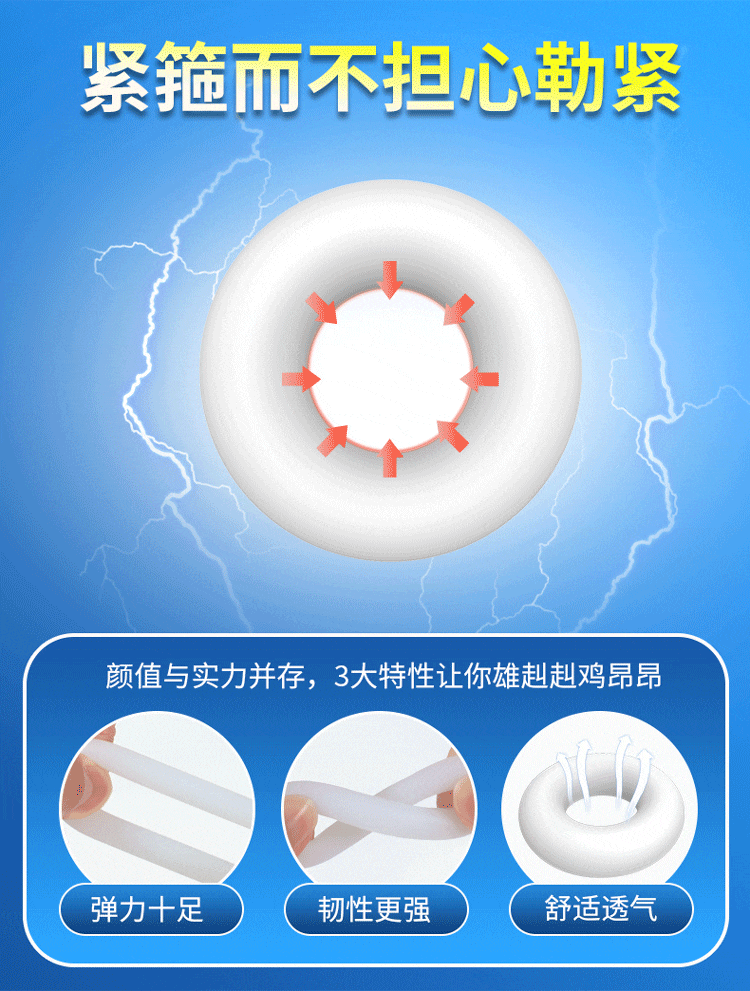 Vòng đeo chống xuất tinh sớm Aichao bộ 3 kích thước silicon mềm mại Vòng đeo chống xuất tinh sớm Aichao bộ 3 kích thước silicon mềm mại