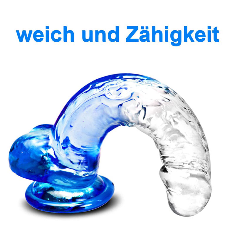 Dương vật giả trong suốt xanh nước biển Shaki hít tường siêu mềm mại