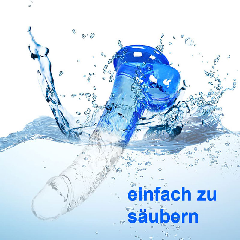 Dương vật giả trong suốt xanh nước biển Shaki hít tường siêu mềm mại