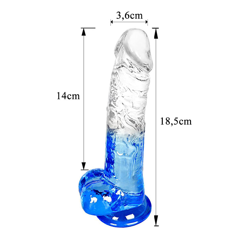 Dương vật giả trong suốt xanh nước biển Shaki hít tường siêu mềm mại