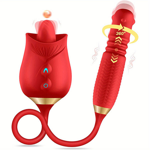 Lưỡi liếm hoa hồng kèm trứng rung thụt xoay bi sextoy 3 chức năng cực sướng 