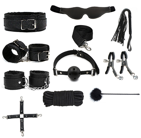 Combo BDSM 10 món Jiuai cao cấp, tăng khoái cảm, phụ kiện đen đỏ