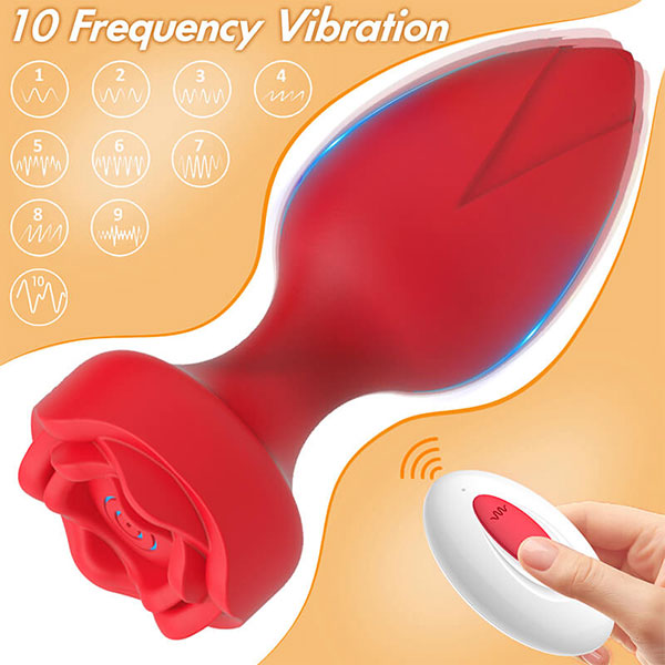 Remote Controlled Rose 10 Speed Silicone Prostate Massager Anal Plug