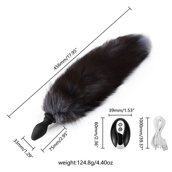 Remote Controlled 10-Mode Silicone Fox Tail Anal Plug
