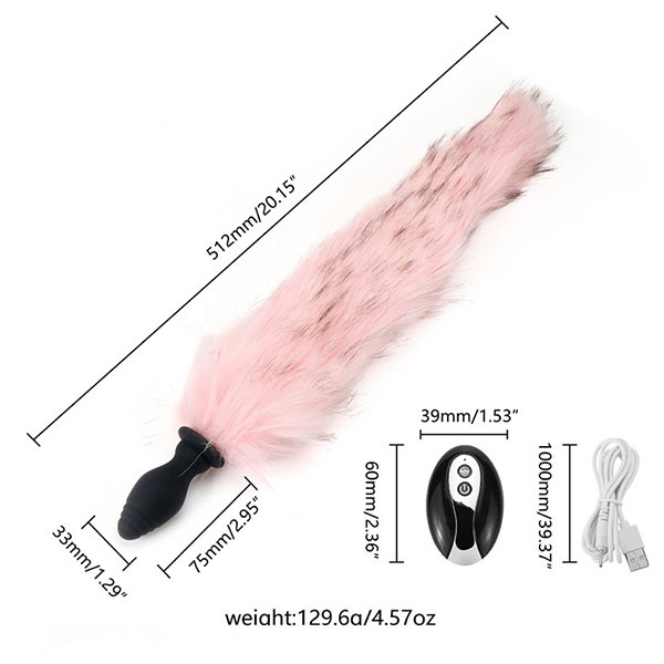 Remote Controlled 10-Mode Silicone Fox Tail Anal Plug