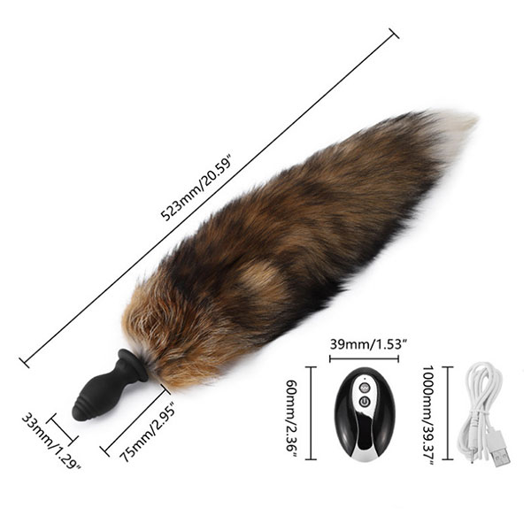 Remote Controlled 10-Mode Silicone Fox Tail Anal Plug
