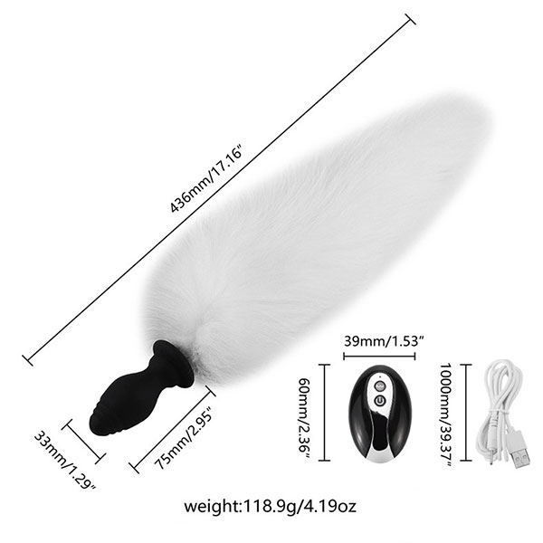 Remote Controlled 10-Mode Silicone Fox Tail Anal Plug