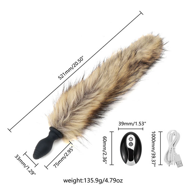 Remote Controlled 10-Mode Silicone Fox Tail Anal Plug