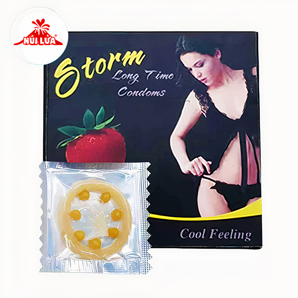 Storm Strawberry 7 Large Bead Natural Rubber Delay Condom
