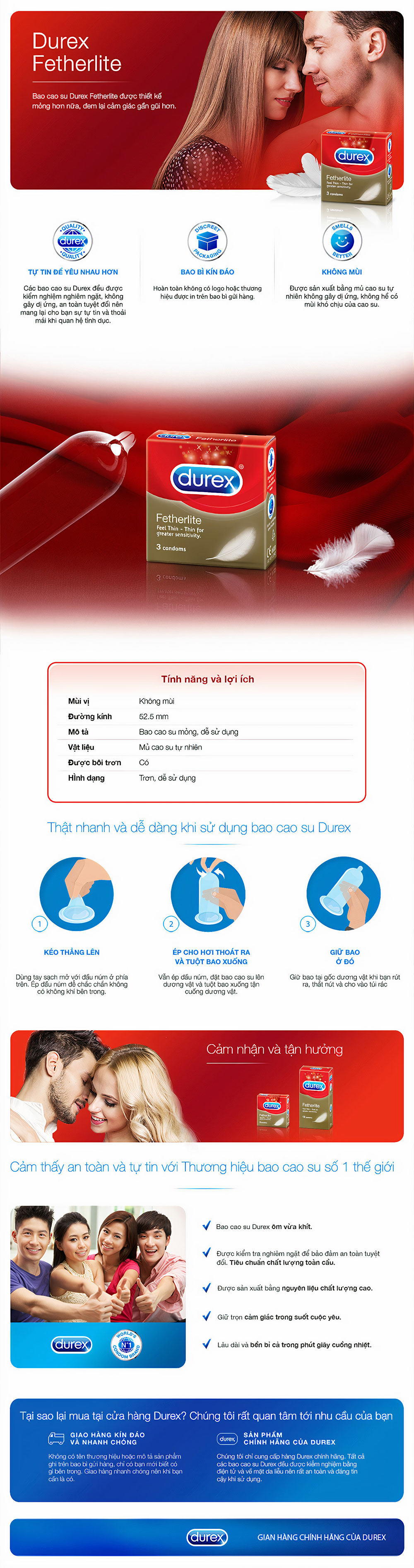  Sỉ Bao cao su Durex Fetherlite siêu mỏng cao cấp