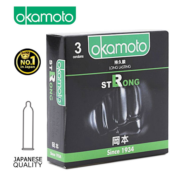 Bao cao su Okamoto Strong kéo dài thời gian mỏng 0.04mm Nhật 