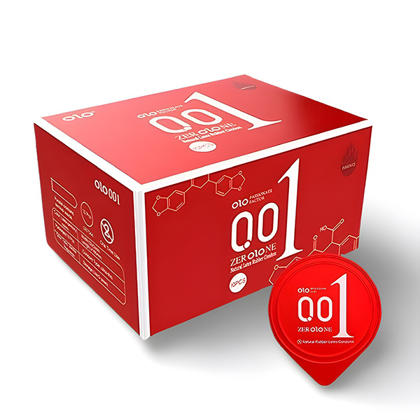 Bao cao su Olo đỏ siêu mỏng 0.01 gel nóng ấm mềm mại 