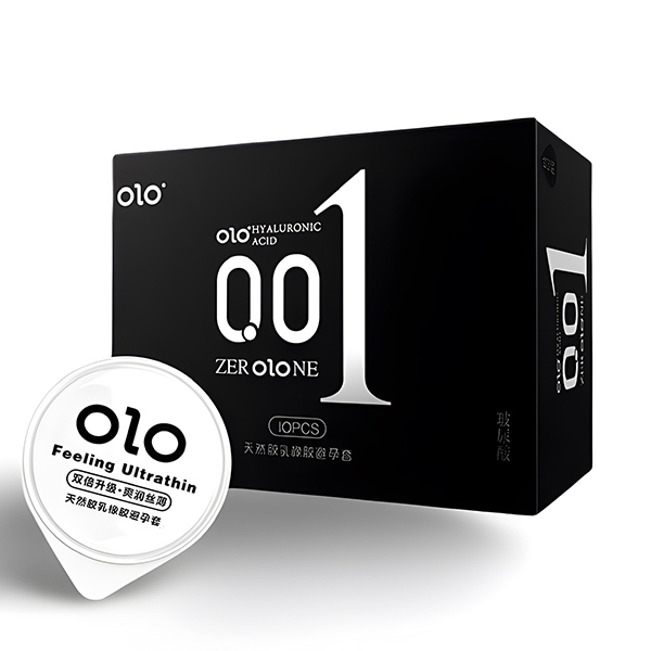 Bao cao su siêu mỏng Olo Đen 0.01 trơn mượt an toàn thoải mái 