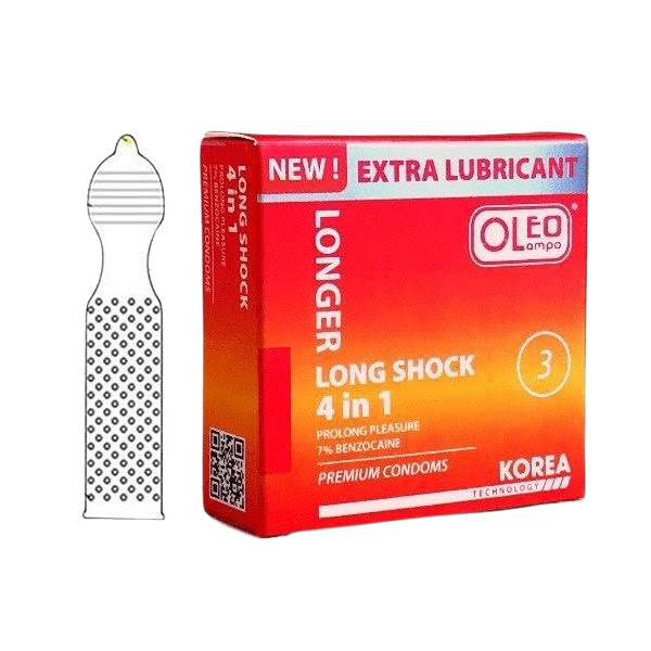  Phân phối Bao cao su kéo dài thời gian Oleo Lampo Longshock 4in1 3 cái giá rẻ 