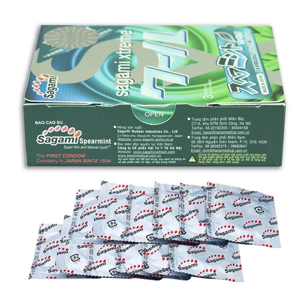 Bao cao su Sagami Xtreme bạc hà mỏng mát lạnh dễ chịu 