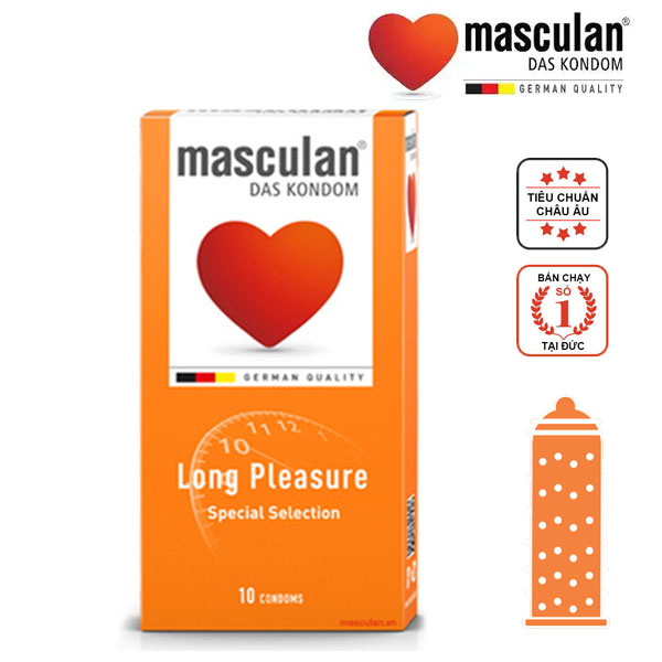 Bao Cao Su Gân Gai Masculan Long Pleasure Kéo Dài Hộp 10 Cái 