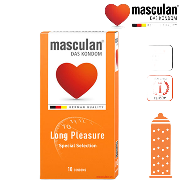  Cửa hàng bán Bao cao su gân gai kéo dài thời gian Masculan Long Pleasure hộp 10c  hàng mới về 