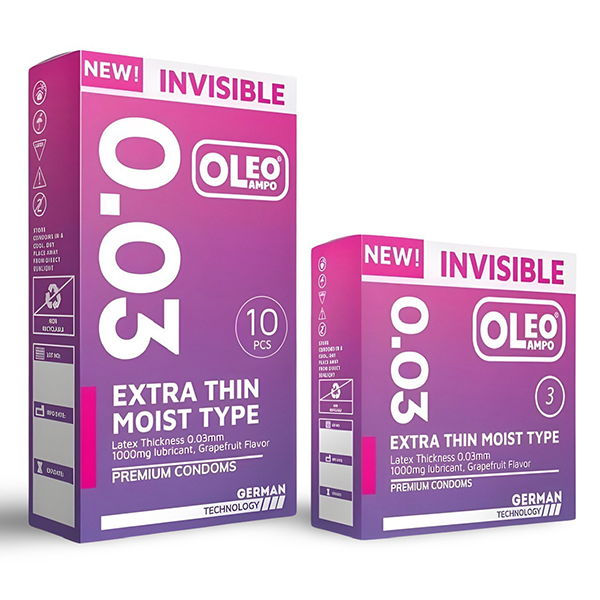 Bao Cao Su Siêu Mỏng Oleo Lampo 0.03 Invisible, Êm Ái Tự Nhiên 