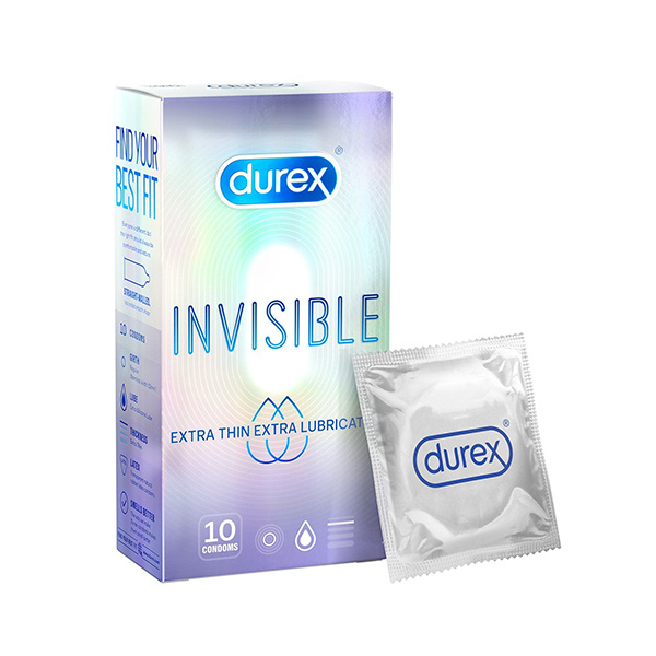 Durex Invisible Bao Cao Su Siêu Mỏng Extra Lubricated 10c 