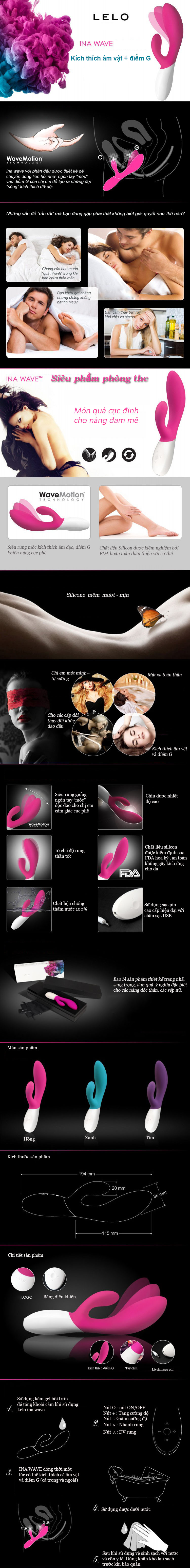 Lelo Ina Wave rung thủ dâm nữ cao cấp kích thích điểm G