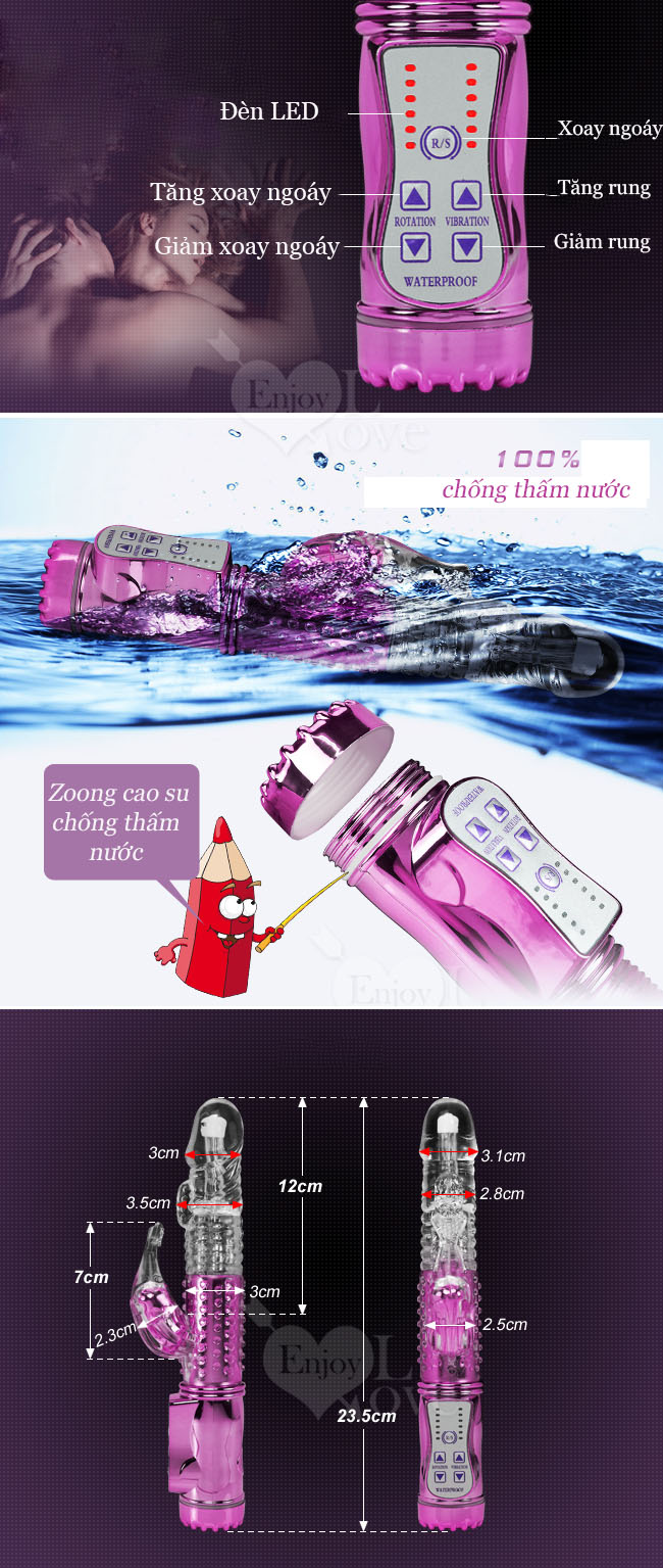 Dương vật rung ngoáy 360 độ giúp kích thích điểm G silicon mềm