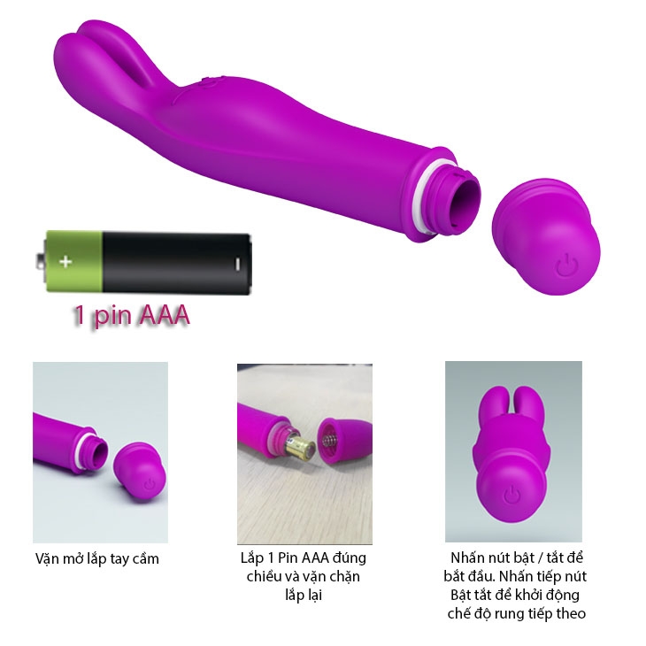 Mát Xa 2 Ngón Prettylove Elvira Silicon ABS An Toàn Rung Mạnh