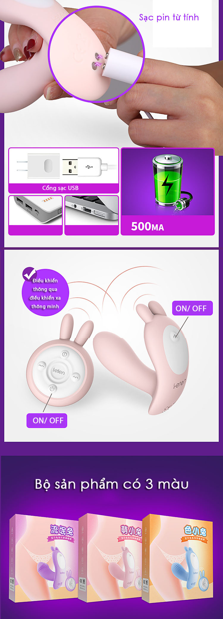 Máy rung mini tai thỏ không dây điều khiển siêu tuyệt