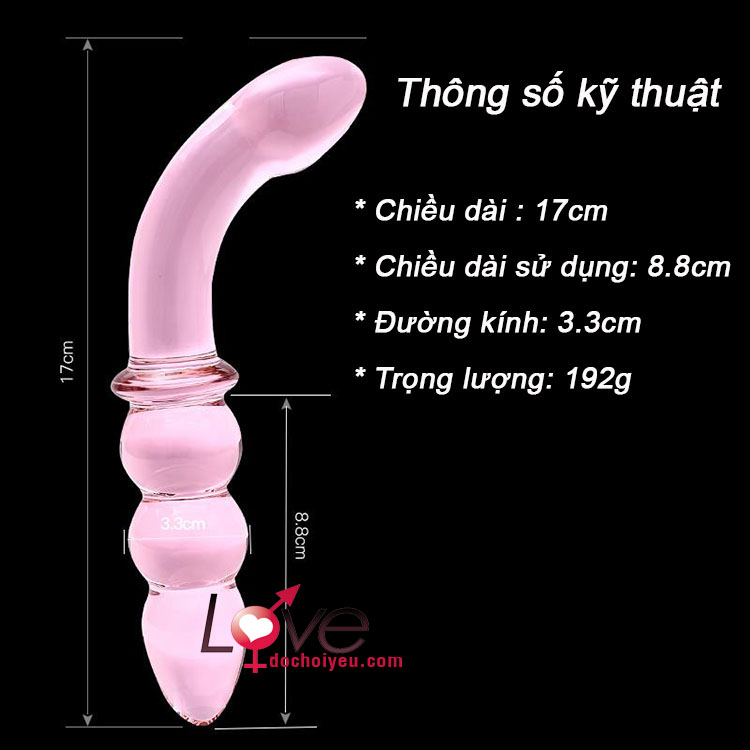 Dildo thủy tinh hồng kích thích hậu môn an toàn