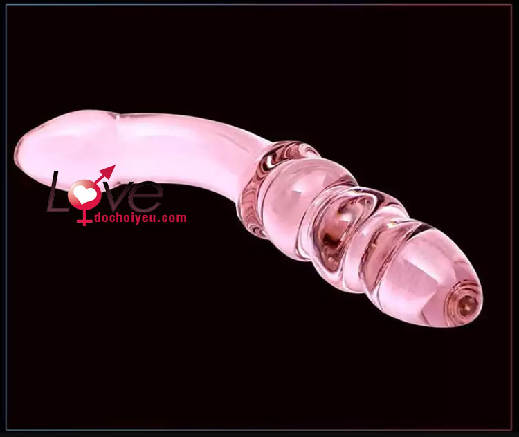 Dildo thủy tinh hồng kích thích hậu môn an toàn