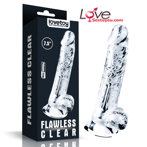 Dương vật giả trong suốt Lovetoy Flawless Clear 7.5cm TPE kích thích nữ