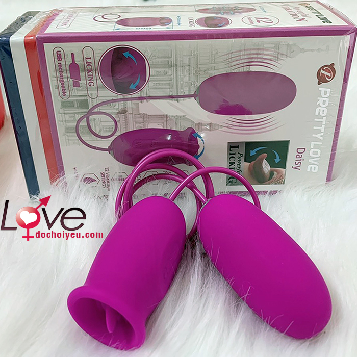Trứng rung liếm 2 đầu PrettyLove Daisy silicon an toàn kích thích Trứng rung liếm 2 đầu PrettyLove Daisy silicon an toàn kích thích