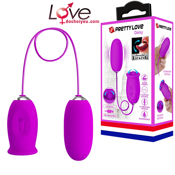 Trứng rung liếm 2 đầu PrettyLove Daisy silicon an toàn kích thích Trứng rung liếm 2 đầu PrettyLove Daisy silicon an toàn kích thích