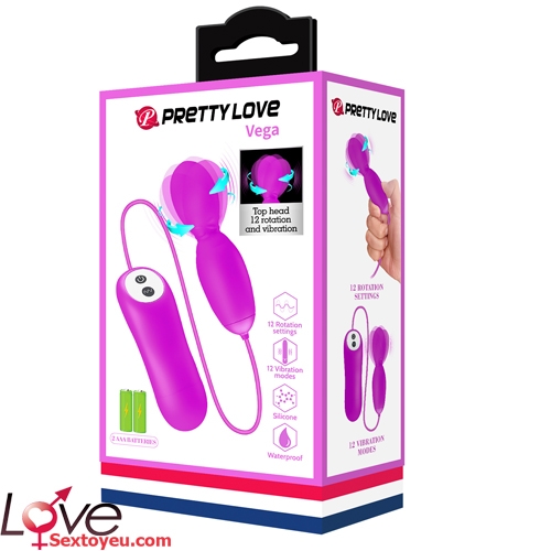 Trứng rung ngoáy Prettylove Vega đa chức năng, massage âm vật, silicon an toàn