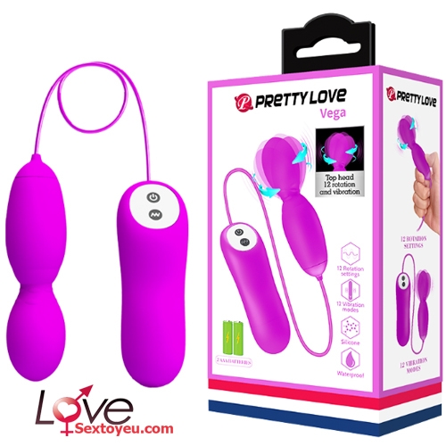 Trứng rung ngoáy Prettylove Vega đa chức năng, massage âm vật, silicon an toàn