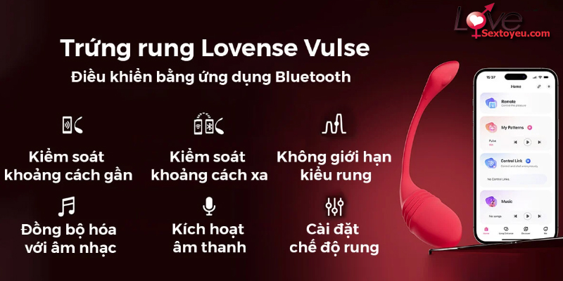 Trứng Rung Thụt Vulse App - Lovense Kích Thích Từ Xa Cực Đã