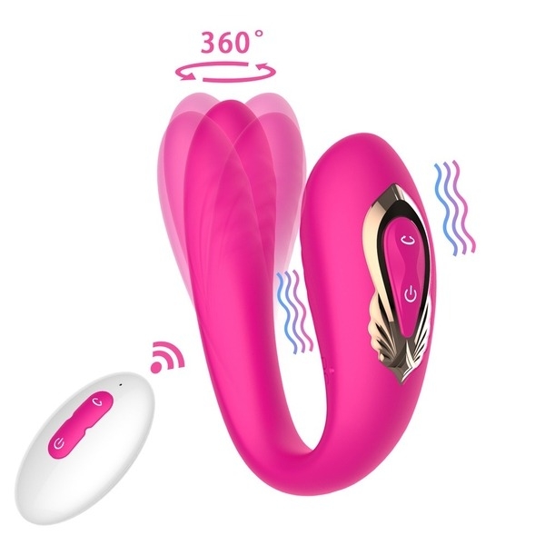 Máy mát xa điểm G 2 đầu rung ngoáy điều khiển từ xa nữ nam 