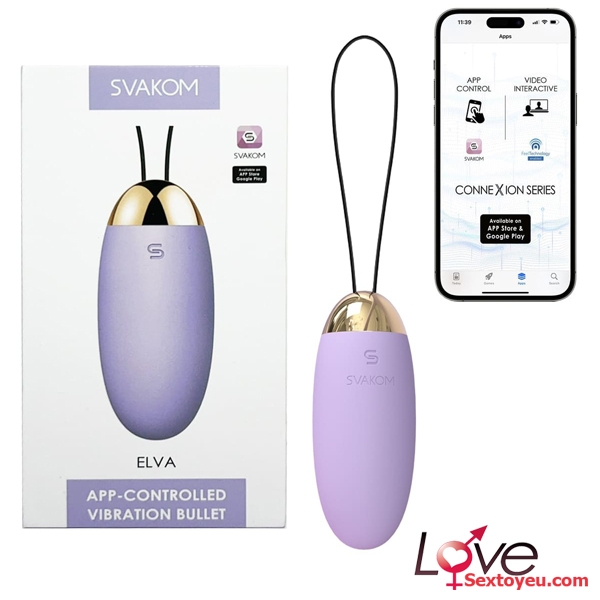 Trứng rung Svakom Elva điều khiển app rung 12 chế độ silicon y tế tím nhẹ dịu