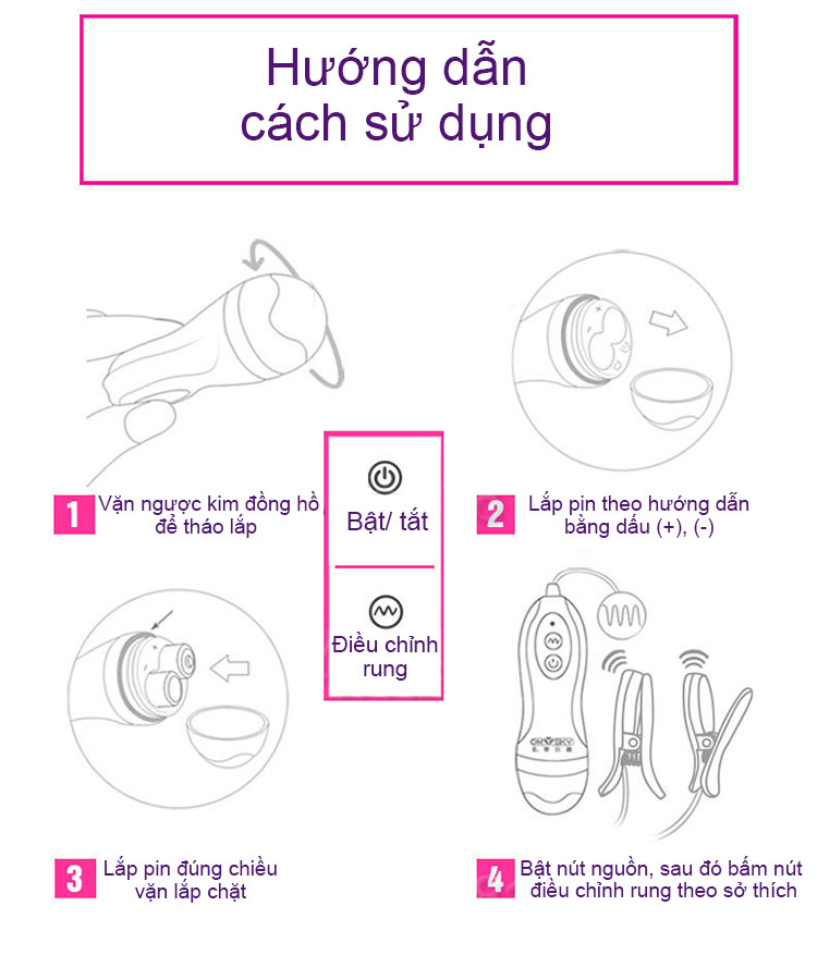 Kẹp ti rung đa tần 10 chế độ bao phê kích thích khoái cảm
