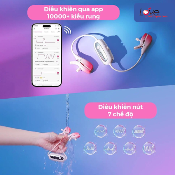 Lovense Gemini cao cấp điều khiển qua app máy rung kẹp đầu ti sành điệu