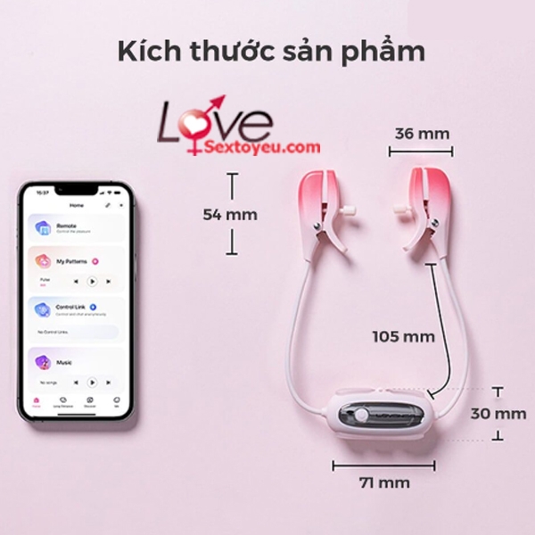 Máy rung kẹp đầu ti Lovense Gemini điều khiển app siêu nhạy