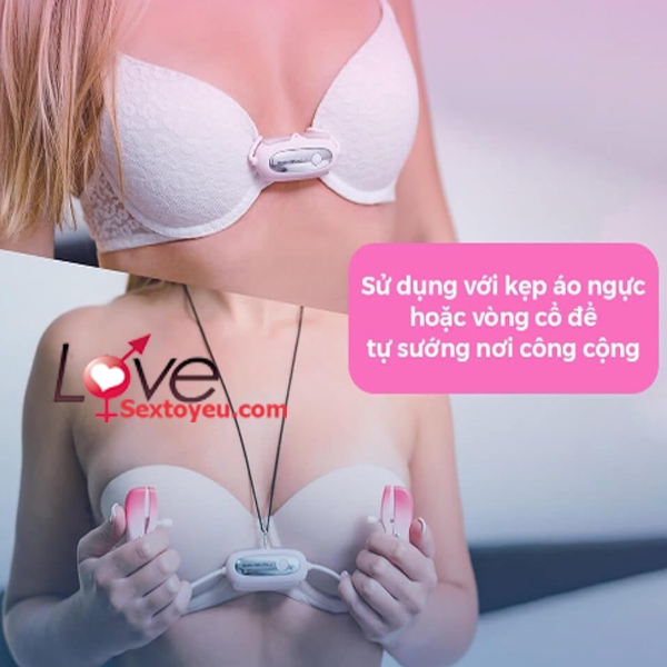 Máy rung kẹp đầu ti Lovense Gemini điều khiển app siêu nhạy