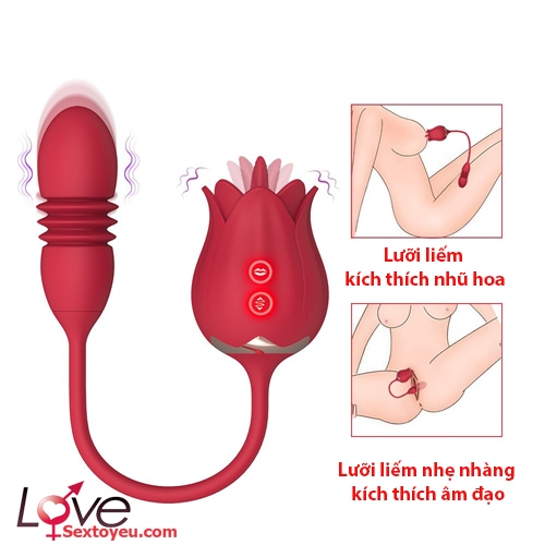 Lưỡi liếm hoa hồng trứng rung thụt kích thích cực phê