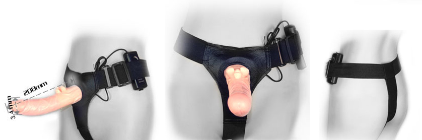 Dương vật giả dây đeo rung ngoáy đầu silicon y tế an toàn sử dụng