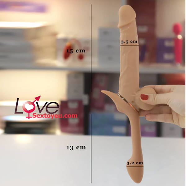Dương vật silicon 2 đầu rung cực mạnh dành cho les chất lượng cao