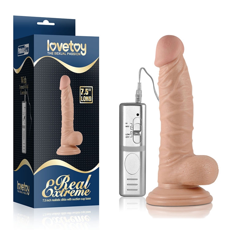 Dương Vật Silicon Lovetoy Real Extreme Gân Nổi Rung 7.5