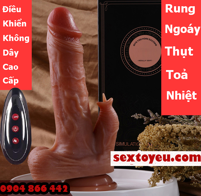 Dương vật giả mềm mại rung thụt liếm cao cấp điều khiển từ xa