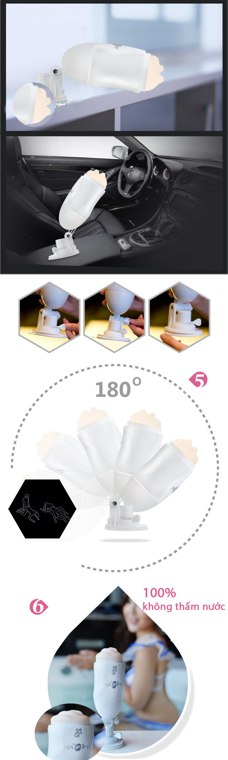 Cốc thủ dâm Happy 2 đầu rung xoay 180 độ kích thích mạnh Cốc thủ dâm Happy 2 đầu rung xoay 180 độ kích thích mạnh